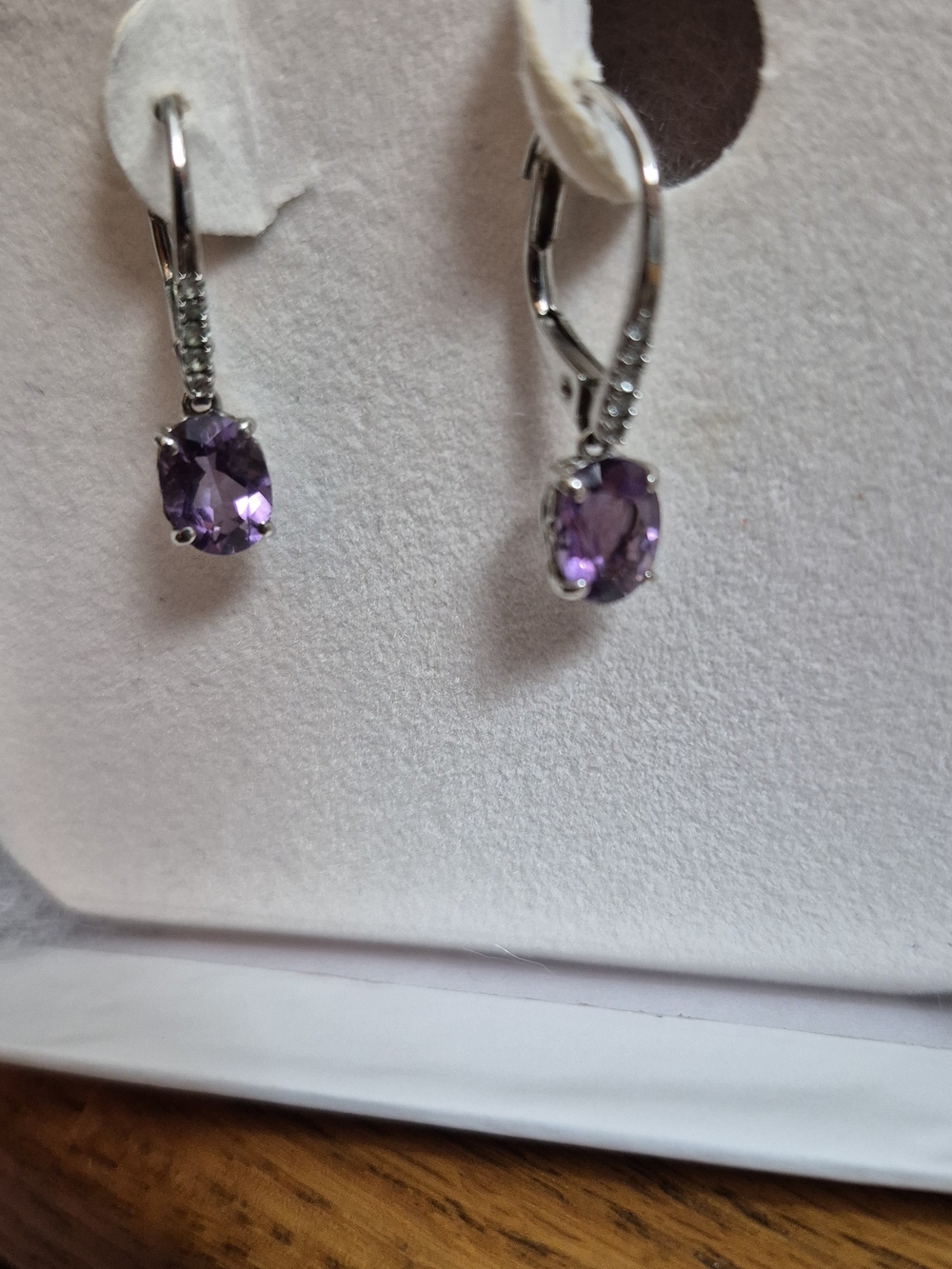 Sterling Silver Amethyst Drop Earrings - Purple